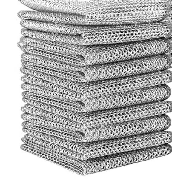 RuiJiao 10 PCS Multipurpose Wire Dishwashing Rag, Non-Scratch Steel Mesh Cloth, No Odor, Reusable For Cookware, Sinks, Dishes, Stove Tops, Metal Cleaning Cloth For Wet And Dry - View #12